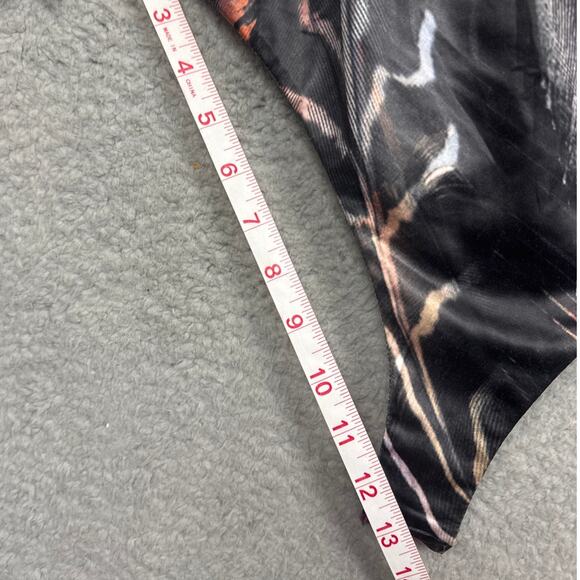 AFRM Maxine Ruched Off the shoulder bodysuit Feather Print Size XL NWOT - Picture 7 of 10